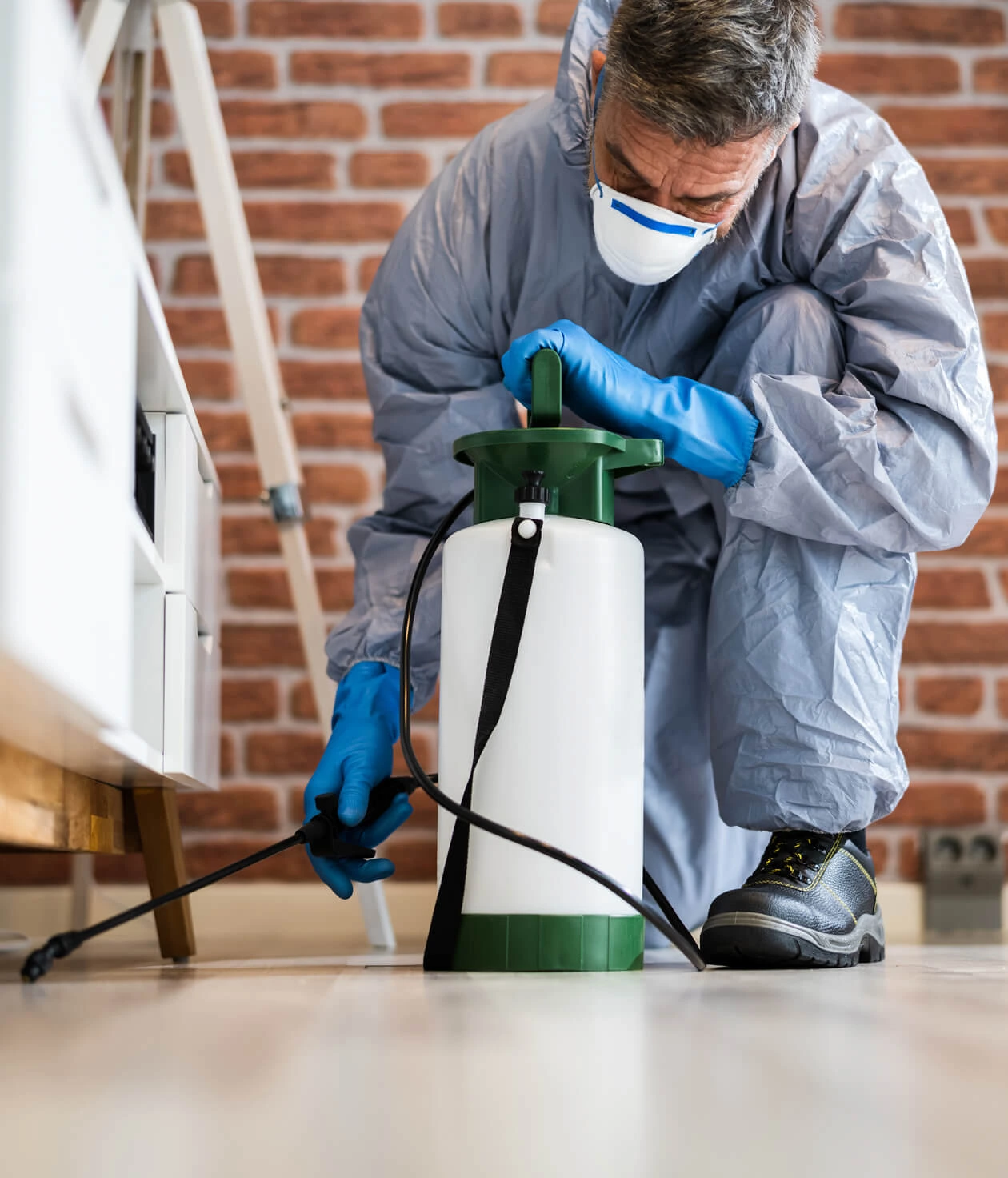 Spraying chemicals indoors