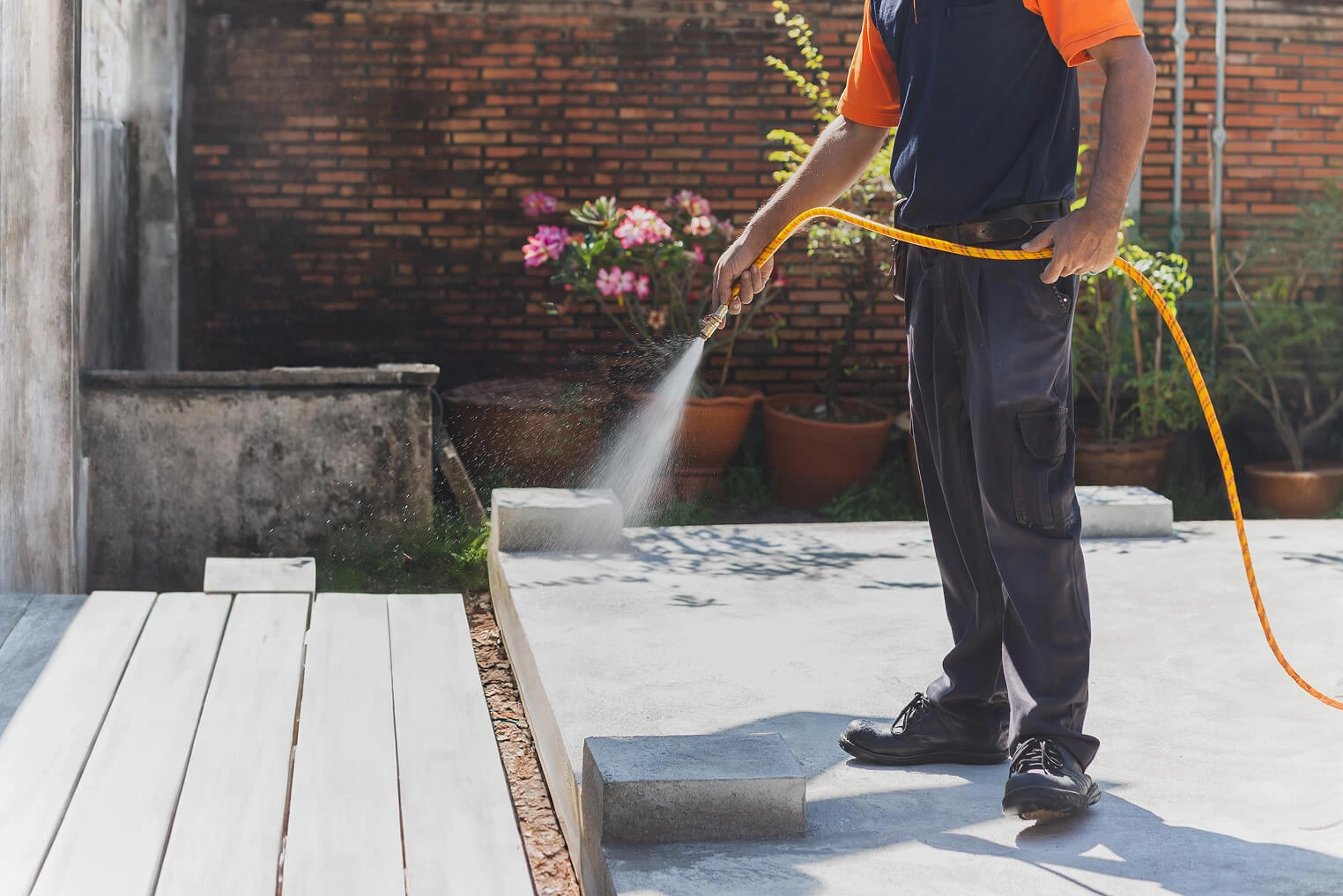 Spraying outdoors