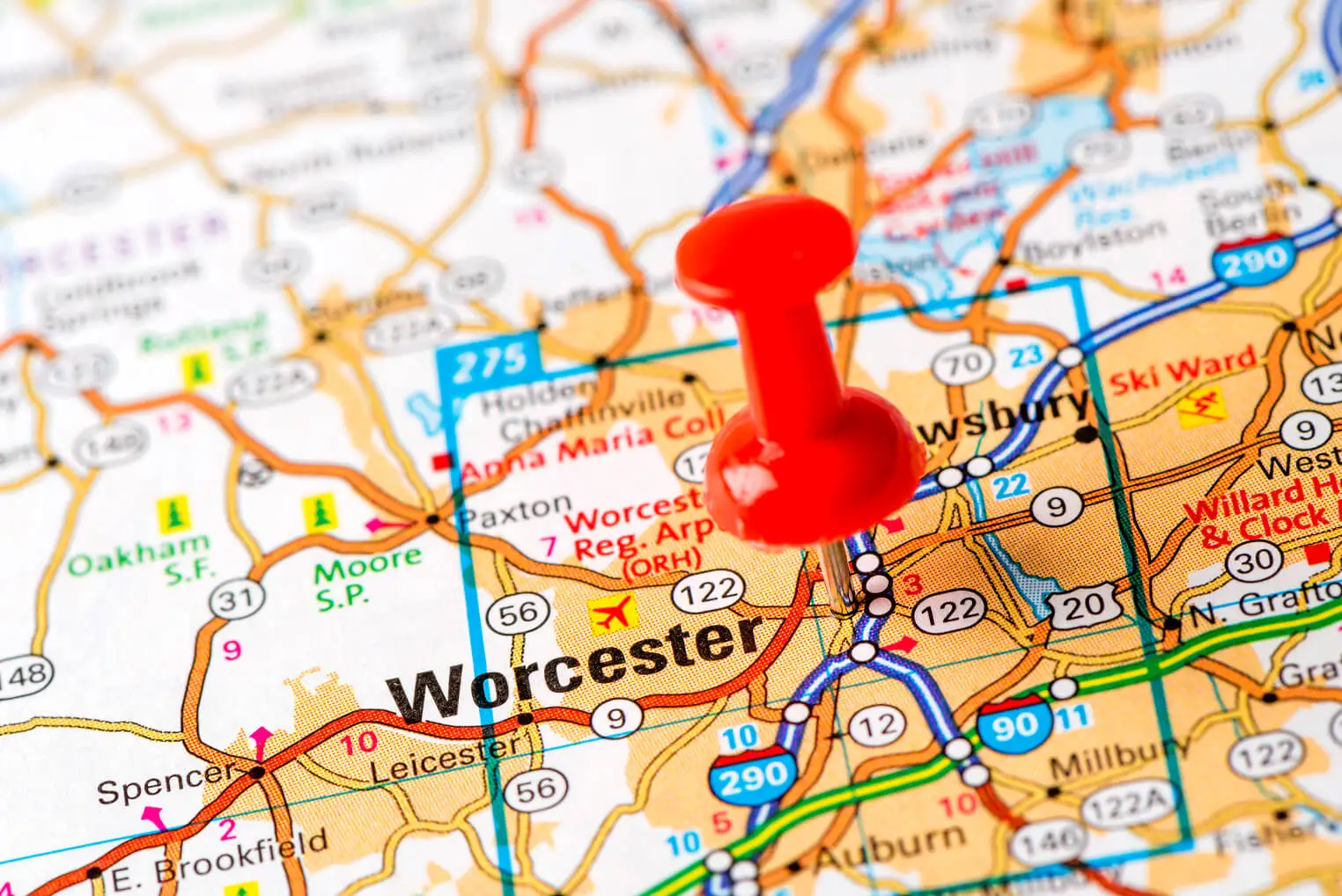 Map of the Massachusetts area